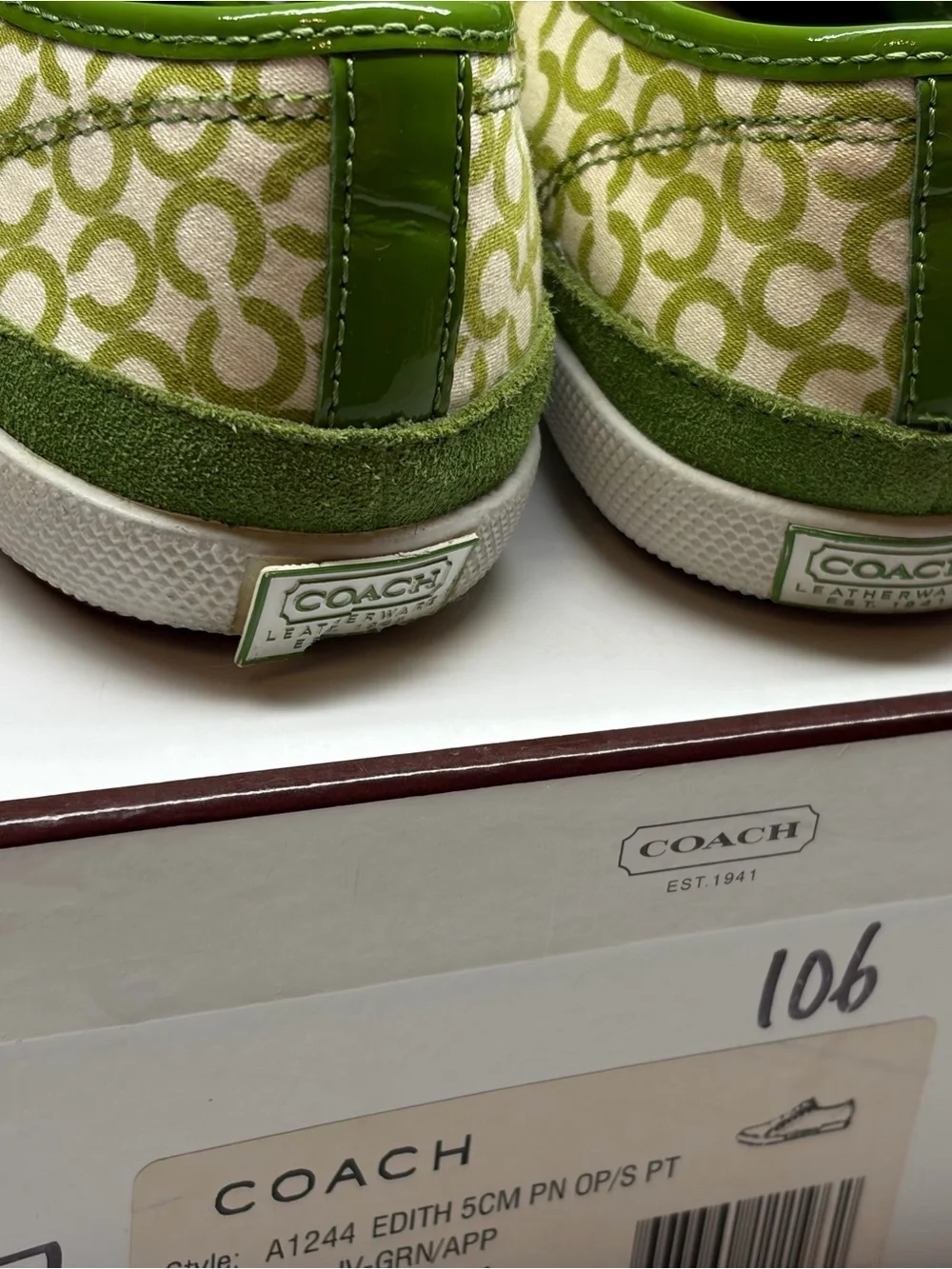 Coach Women's Green Signature Court Sneaker Size 7